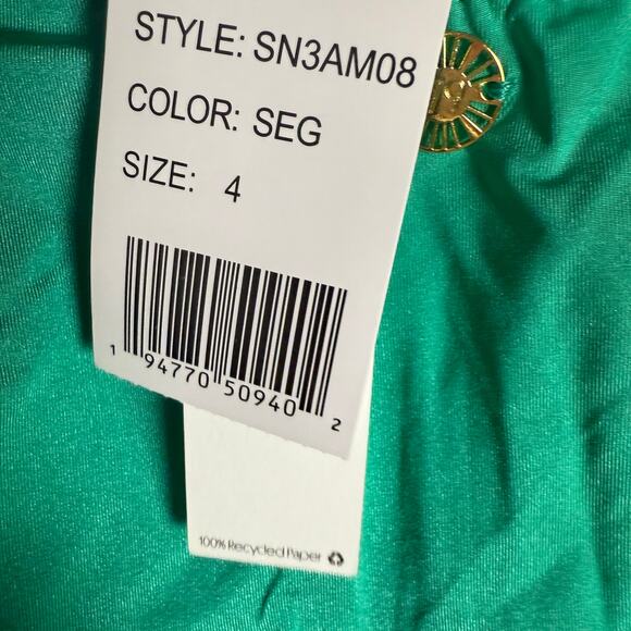 Sunshine 79 Green Gold Ring High Halter Neck One-Piece Swimsuit Size 4 - Picture 14 of 15